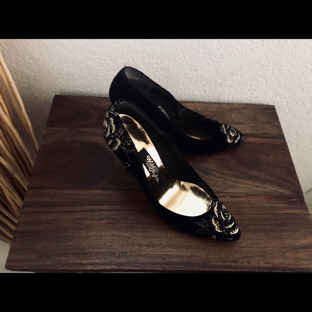 Glittery Embroidered Heels